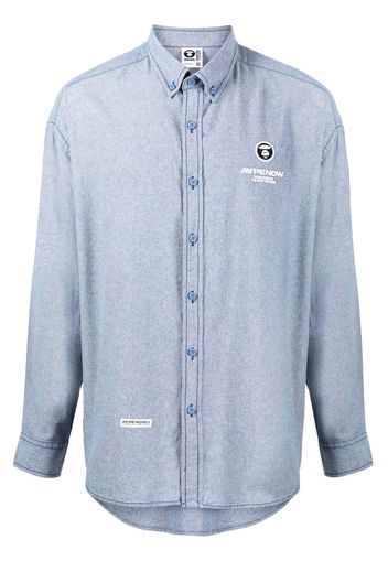 AAPE BY *A BATHING APE® logo-embroidery cotton shirt - Blu