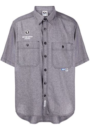 AAPE BY *A BATHING APE® logo-embroidered short-sleeve shirt - Grigio