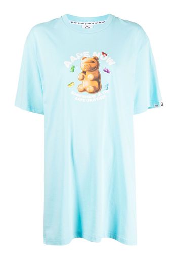 AAPE BY *A BATHING APE® slogan-print jersey T-shirt - Blu