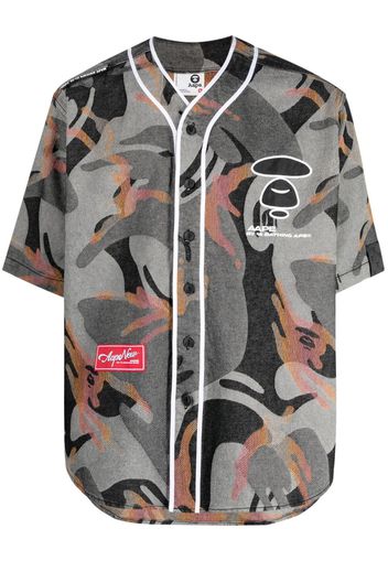 AAPE BY *A BATHING APE® logo-print baseball shirt - Grigio