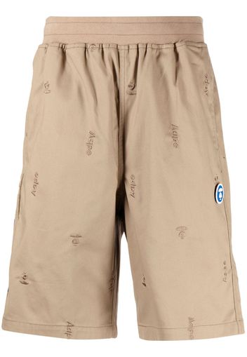 AAPE BY *A BATHING APE® logo-embroidered straight-leg shorts - Marrone