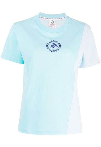 AAPE BY *A BATHING APE® logo-embossed cotton-jersey T-shirt - Blu