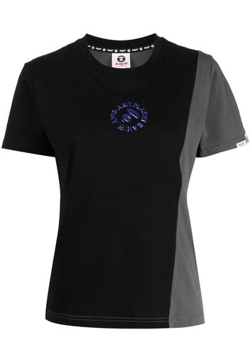 AAPE BY *A BATHING APE® colour-block panelled cotton T-shirt - Nero