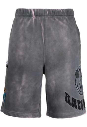 AAPE BY *A BATHING APE® logo-patch acid-wash shorts - Grigio