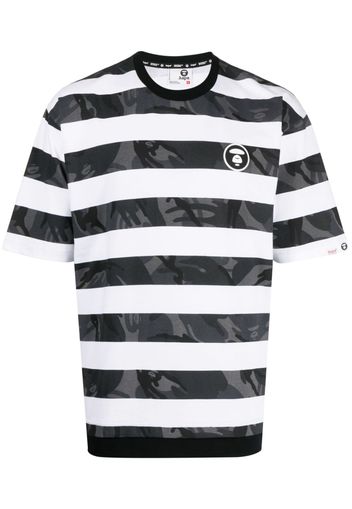 AAPE BY *A BATHING APE® logo-appliqué striped T-shirt - Nero