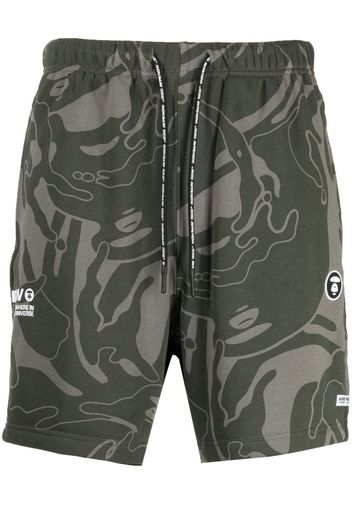 AAPE BY *A BATHING APE® swirl-print drawstring track shorts - Verde