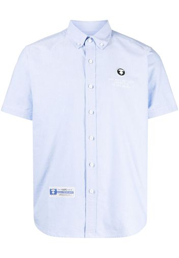 AAPE BY *A BATHING APE® logo-embroidered cotton shirt - Blu