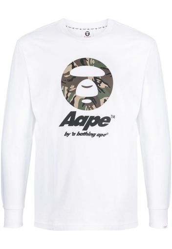 AAPE BY *A BATHING APE® T-shirt a maniche lunghe con stampa - Bianco