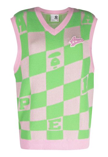 AAPE BY *A BATHING APE® checkerboard knitted vest - Rosa