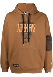 AAPE BY *A BATHING APE® Felpa con stampa - Marrone