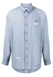 AAPE BY *A BATHING APE® logo-embroidery cotton shirt - Blu