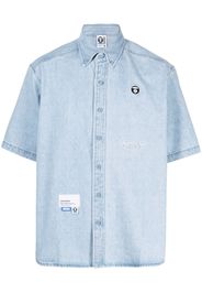 AAPE BY *A BATHING APE® chambray logo-appliqué shirt - Blu