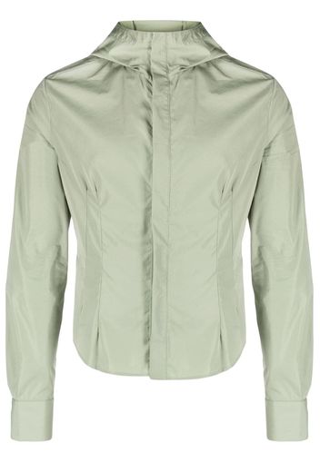 AARON ESH dart-detailing hooded shirt - Verde