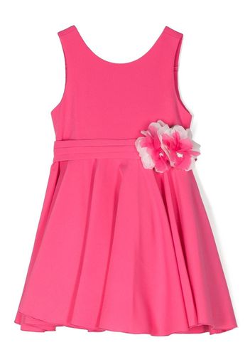 Abel & Lula floral-appliqué pleated dress - Rosa