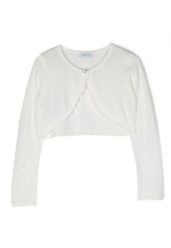 Abel & Lula lace-trim detail cardigan - Bianco