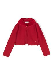 Abel & Lula faux-fur collar cardigan - Rosso