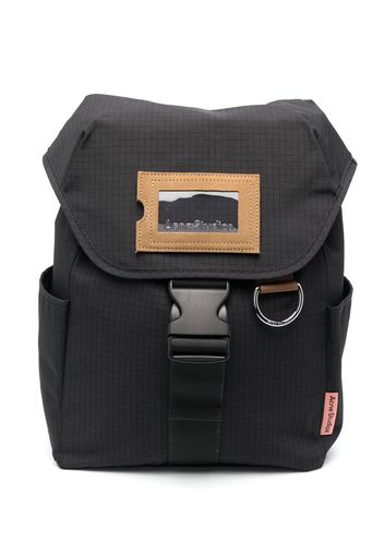 Acne Studios logo-patch fine-check backpack - Nero