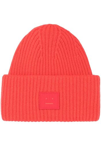 Acne Studios logo motif rib-knit beanie - Rosso