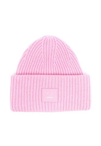 Acne Studios face-patch ribbed-knit beanie - Rosa