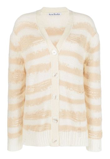 Acne Studios distressed striped cardigan - Toni neutri