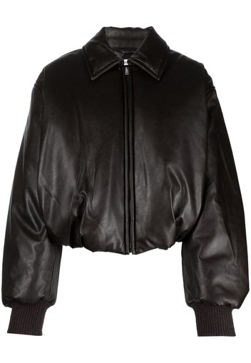 Acne Studios logo-patch cropped bomber jacket - Marrone