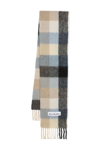 Acne Studios check-pattern knitted scarf - Blu