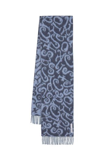 Acne Studios abstract-pattern fringed scarf - Blu