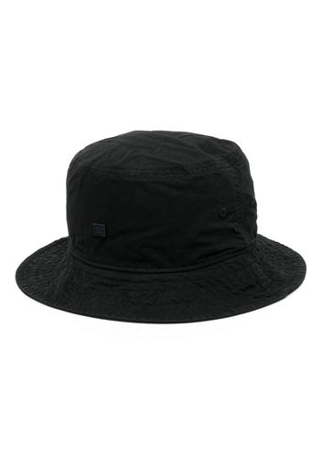 Acne Studios Face-embroidered cotton bucket hat - Nero