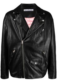 Acne Studios off-centre zip leather biker jacket - Nero