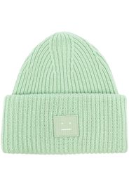Acne Studios face-patch ribbed-knit beanie - Verde