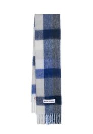 Acne Studios logo-appliqué check-pattern scarf - Blu