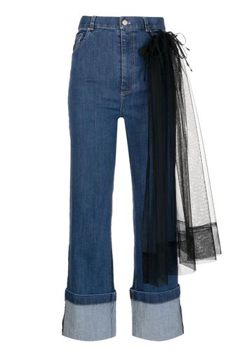 Act N°1 tulle-panel cropped jeans - Blu