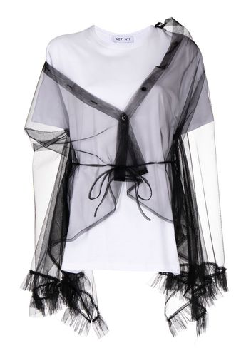 Act N°1 Camicia asimmetrica con strato in tulle - Bianco