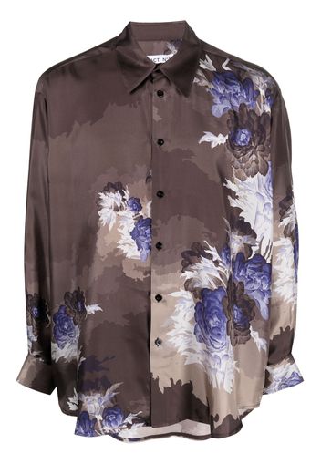 Act N°1 abstract-print silk shirt - Marrone