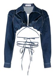 ACT Nº1 cropped open-back denim blouse - Blu