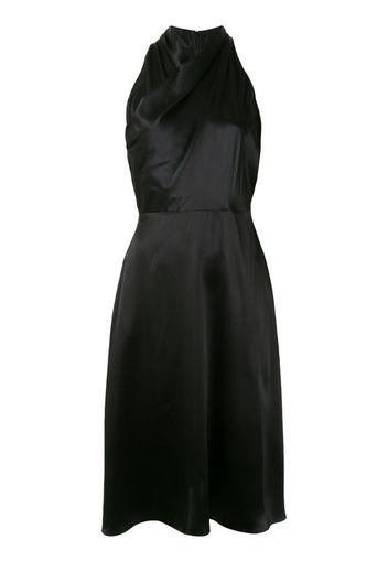 draped-neck silk dress