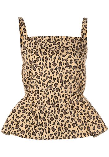 Adam Lippes leopard-print peplum vest top - Marrone