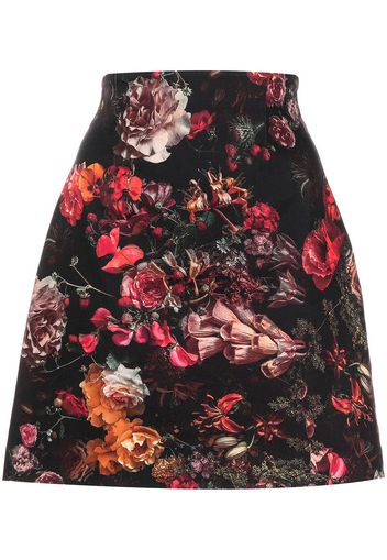 Adam Lippes floral-print A-line skirt - Nero