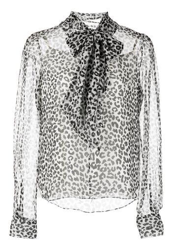 Adam Lippes leopard-print pussybow blouse - Nero