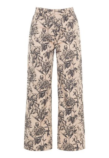 Adam Lippes Pantaloni a fiori Alessia crop - Marrone