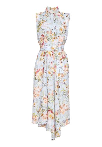 Adam Lippes floral-print asymmetric dress - Blu