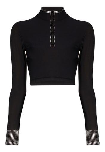 long sleeve crystal crop top