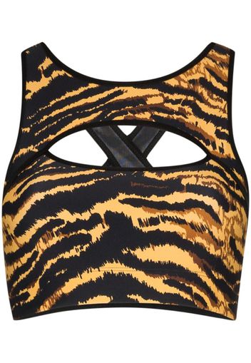 cutout tiger-print sports bra