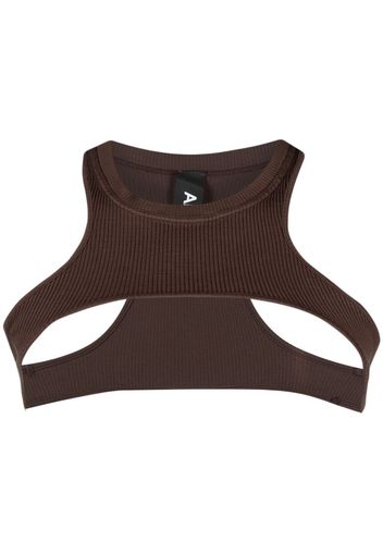 ADAMO ribbed knit cropped top - Marrone