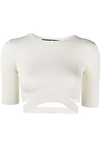 ADAMO Top a coste crop - Bianco