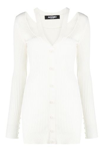 ADAMO ribbed-knit V-neck dress - Bianco