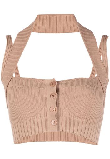 ADAMO ribbed-knit cropped top - Toni neutri