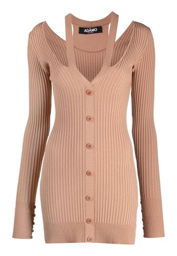 ADAMO ribbed-knit V-neck cardigan - Toni neutri