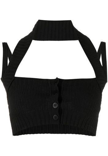 ADAMO Top a coste crop - Nero