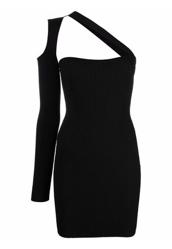 ADAMO ribbed asymmetric mini dress - Nero